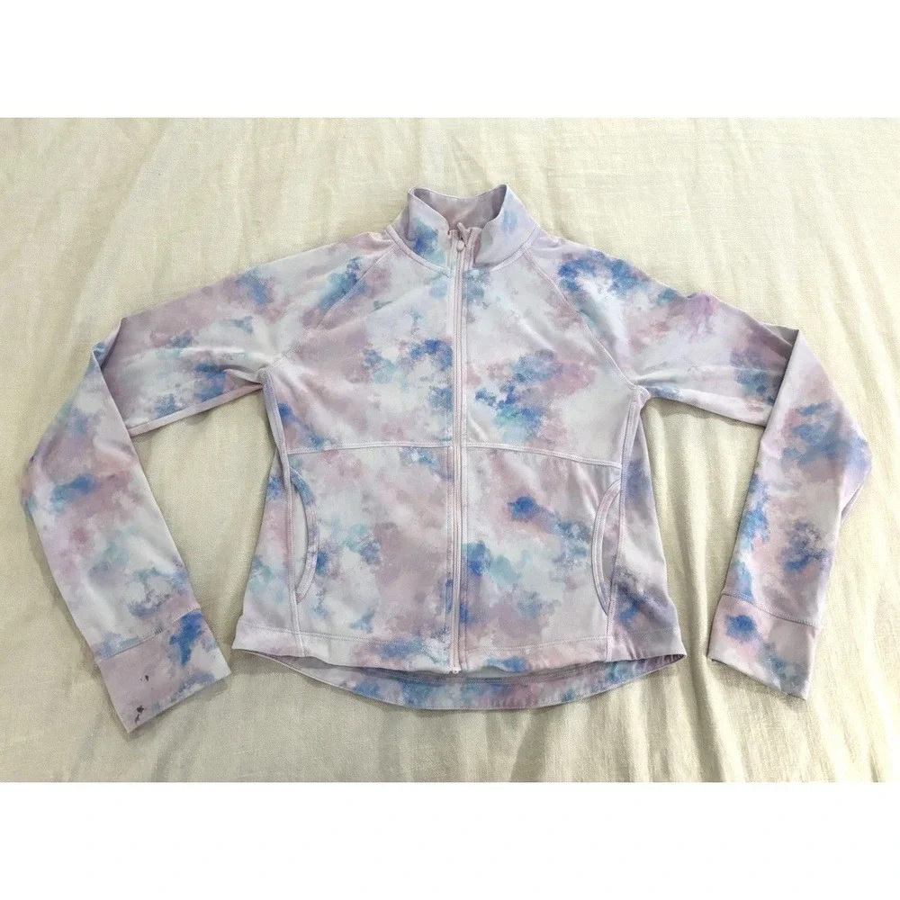 Zella Girls Elevate Tech Jacket Pink Galactic Clouds Print Size L (10/12)‎